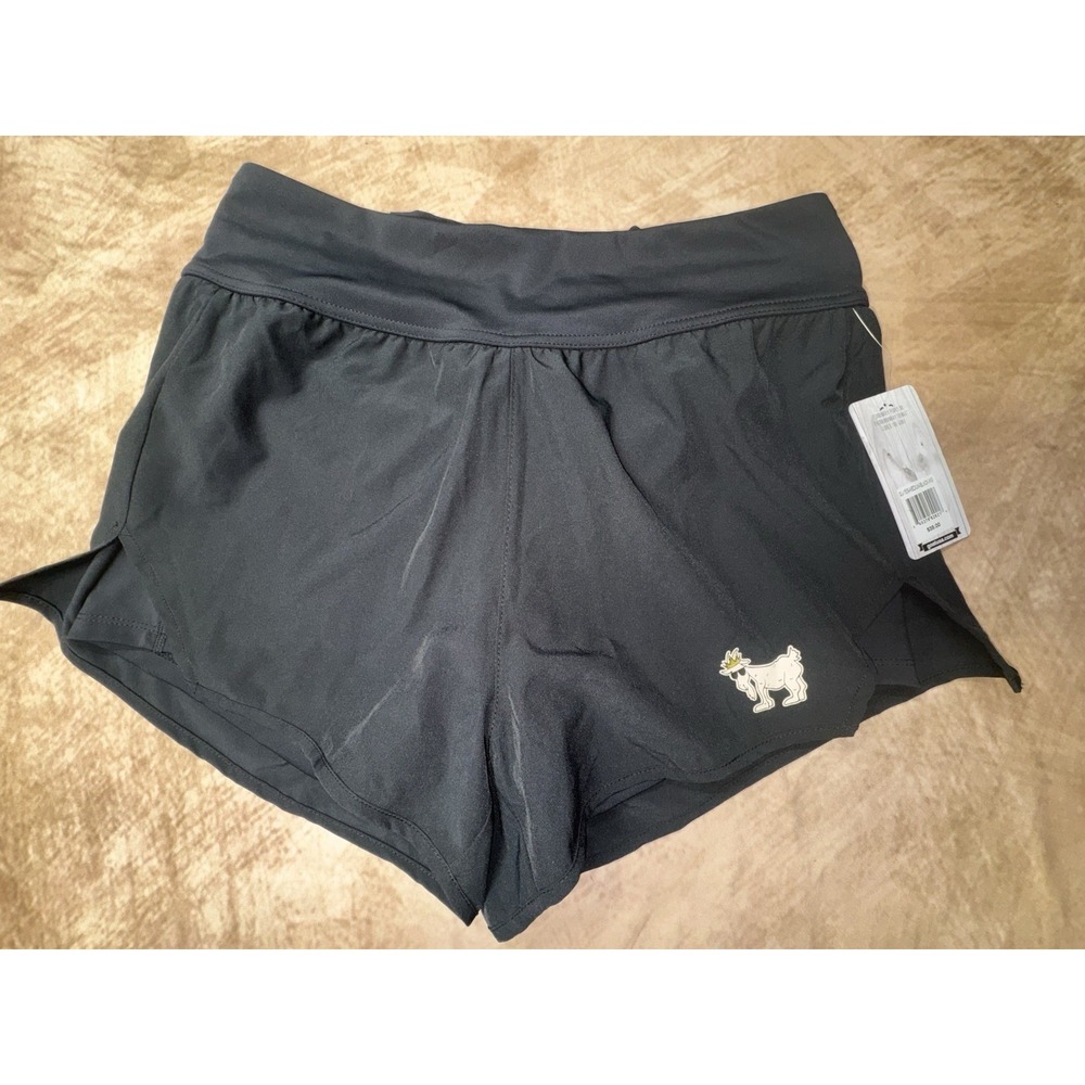 GOAT USA Womens Athletic Shorts Medium Woven Black Built-In Liner Zip Pocket NWT